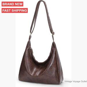 Medium Slouchy Hobo Bag PU Leather Adjustable Strap Large Capacity Tote